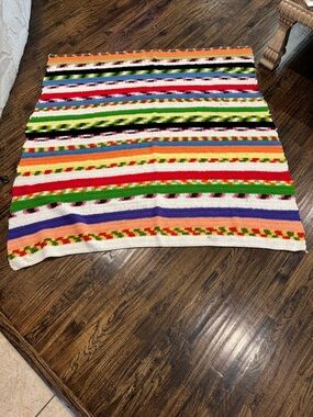 Handmade Multicolor Striped Crochet Blanket